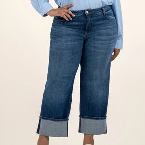 Kut from the Kloth High Rise Sienna Wide Leg  Blue Ankle Cropped Jeans Size 18P.